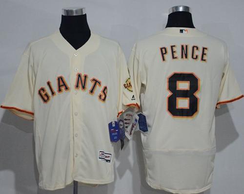 Giants #8 Hunter Pence Cream Flexbase Authentic Collection Stitched MLB jerseys